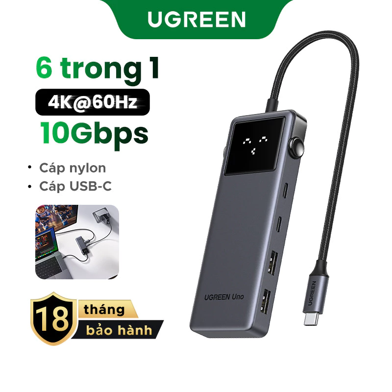 Hub chuyển đổi Type C Ugreen 6 in 1 35998 | Thiết kế Robot | Truyền tải nhanh chóng | Bảo Hành 18 Tháng