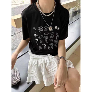 Hiixiivi [Mới 100% Cotton] Áo thun ngắn tay nữ Tee Baggy Nam Nữ Baggy Tròn Unisex Cổ dáng rộng Unisex Tee 4 / 12