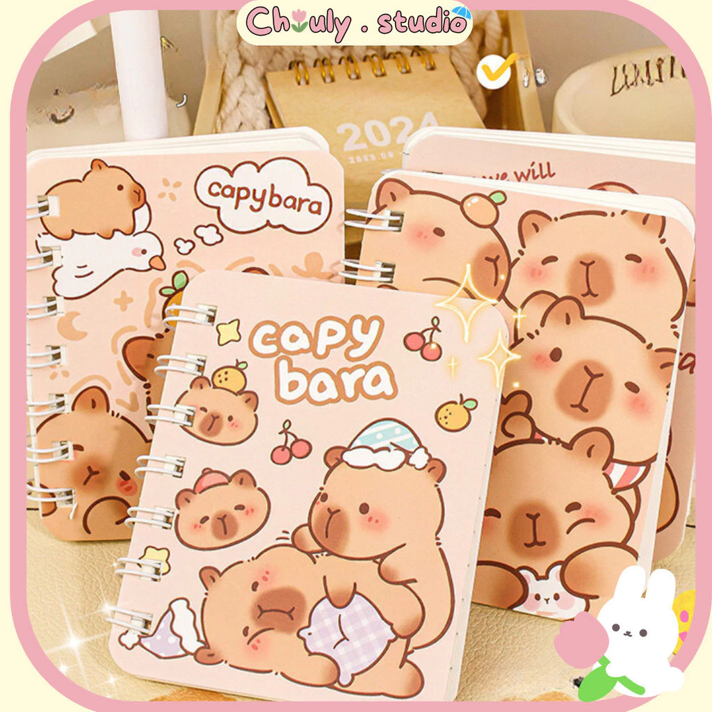 Sổ tay mini Capybara size A7 lò xo giấy kẻ ngang Chiuly C243