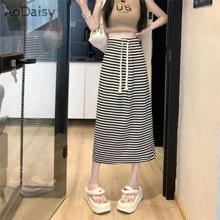 Aodaisy Nữ Sọc Cao Cấp Váy Ôm Mùa Hè Thời Trang Mới Thường Ngày Hàn Quốc Váy Sọc Màu Sắc Tương Phản Thường Ngày Hông Váy Cho Nữ