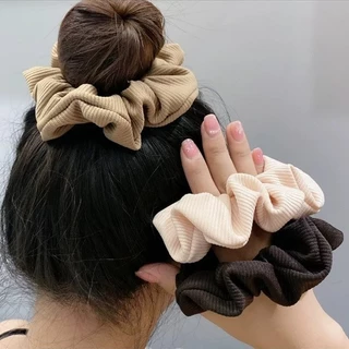 Dây buộc tóc scrunchies màu pastel trơn cao cấp LAGU set cột tóc scrunchies vải dễ thương sang trọng