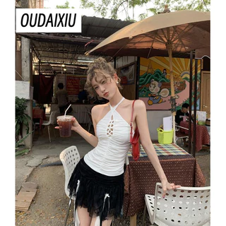 OUDAIXIU Áo 2 dây áo ba lỗ Thời trang hàn quốc cổ điển ins trendy nhí nhảnh WBX2441227 19Z240508