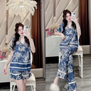 Bộ đồ Pijama hổ loang hoạ tiết in full lụa gấm xước cho Nữ sang xinh CCD62 Sammy