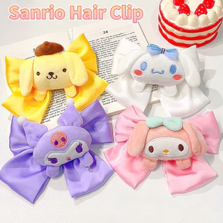 Sanrio My Melody Nơ Kẹp Tóc Kuromi Cinnamoroll Pompompurin Sang Trọng Búp Bê Cô Gái Kawaii Mũ Bé Gái Quà Tặng