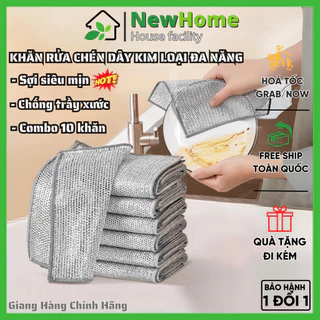 Set 10 Khăn Rửa Chén Dây Kim Loại Đa Năng Chà Bồn Rửa Bát - Cọ Rửa Xoong Nồi Không Mài Mòn