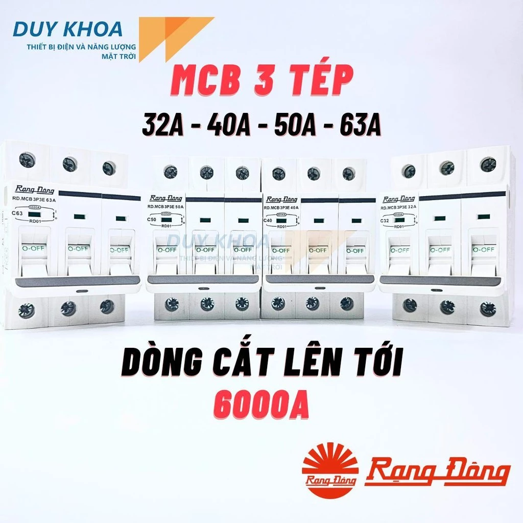 Cầu dao MCB 3 tép Rạng Đông chống quá tải Có thể cắt dòng đến 6000A Aptomat chống ngắn mạch