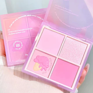 Xixi 4 Màu Phấn Mắt Bảng Phấn Mắt Bốn Màu Phấn Má Hồng 2in1 Blush Và Eye Shadow Nature Eye Shadow