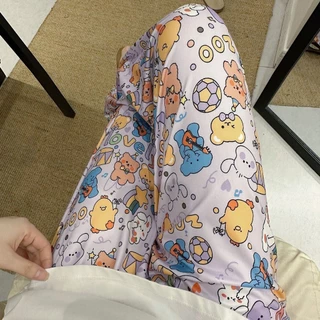 Nữ Mùa Hè Mỏng Mặc Nhà Pyjama Quần Hoạt Hình In Điều Hòa Không Khí Quần