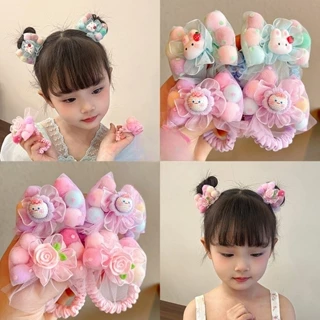 Hoạt Hình Thỏ Đuôi Ngựa Dây Buộc Tóc Nơ Scrunchies Dây Buộc Tóc Cho Trẻ Em Bé Gái Trẻ Em