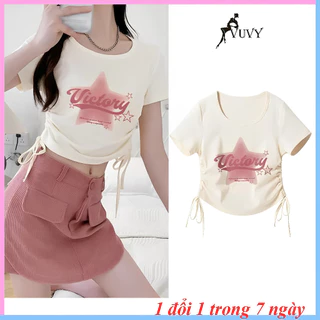 Áo croptop nữ dây rút 2 bên tay MOLEE ngắn cổ tròn ôm body vải thun bozip co dãn 4 chiều