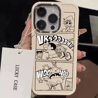 Ốp Điện Thoại Họa Tiết Truyện Tranh Sáng Tạo Crayon Shin-chan Tương Thích Cho IPhone 13 15 12 11 14 Pro MAX XR X XS MAX 15Plus Se2020 7 / 8 Plus Silicon Mềm Lỗ Lớn Khung Kim Loại Vỏ Điện Thoại