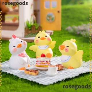 Rosegoods1 Tượng vịt thu nhỏ, Đồ trang trí ô tô Tượng vịt hoạt hình dễ thương, Đồ thủ công bằng nhựa DIY Đồ trang trí nhà cửa Cảnh quan vi mô