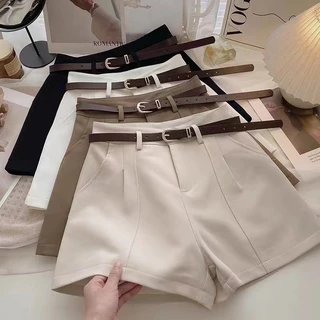 Real Shot 2024Spring and Summer New Korean Style Casual Shorts Retro Hong Kong Style Simple Outdoor High WaistaWide-Leg Pants