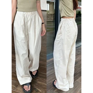 Quần ống suông dài vải linen lưng thun ống rộng 168.fashion  Q6889/P10K14