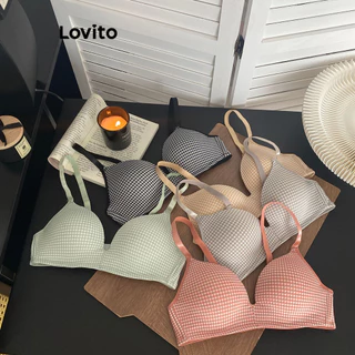 Lovito Áo Bralette kẻ sọc tương phản thông thường dành cho nữ LNL58234