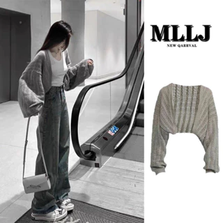 Retro Lười Phong Cách Rỗng Áo Len Dệt Kim Cardigan Nữ Mùa Hè Rời Ôm Hơn Nhìn Chống Nắng Áo Bên Ngoài Sha