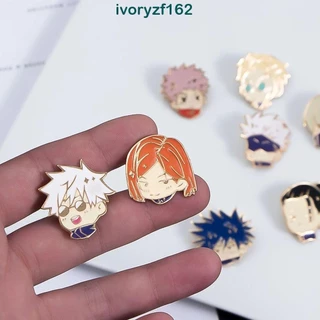 Ivoryzf Jujutsu Kaisen Cosplay Phụ Kiện Kim Loại Trâm Huy Hiệu Pin Hoạt Hình Áo Khoác Pin Men Trâm Cài