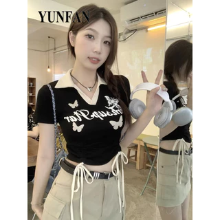 YUNFAN áo phông áo thun nữ croptop baby tee Dễ thương Casual Thể thao phổ biến WTX2440WIU 17Z240422