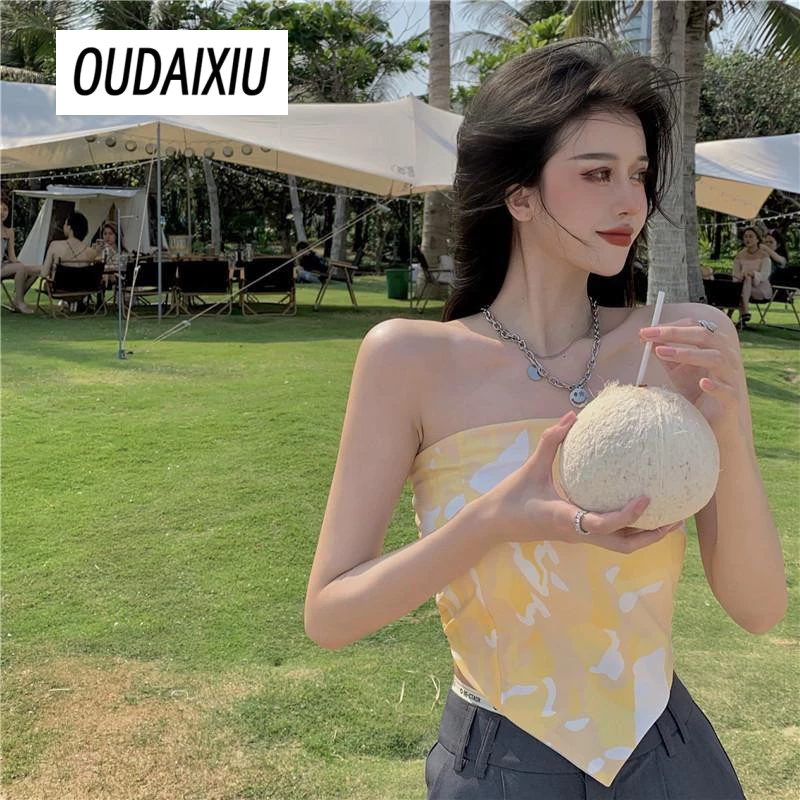 OUDAIXIU Áo 2 dây áo ba lỗ Thời trang hàn quốc Gợi cảm tráng lệ trendy cổ điển A20K0KY 19Z240511