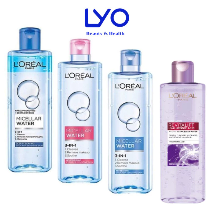 Nước Tẩy Trang Làm Sạch Sâu, Cấp Ẩm Cho Da Loreal L'Oreal Paris 3 in 1 Micellar Water Pháp 400ml