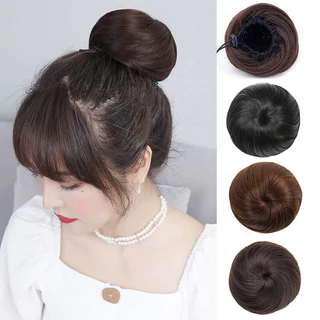 Ngắn Thẳng Tóc Buns Donut Chignon Tóc Bìa Đuôi Ngựa Phần Mở Rộng Tổng Hợp Co Giãn Tóc Bun Tóc Giả Cho Nữ