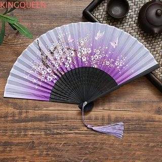 Quạt Gấp KINGQUEEN Thanh Lịch 1 Chiếc Quà Tặng Mùa Hè Bằng Gỗ Tre Phong Cách Vintage Nhiều Màu Sắc Quạt Thủ Công