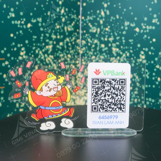 Bảng mica để bàn in mã QR Code STK ngân hàng IMWI GIMIVINA QRMC005 Thần Tài may mắn