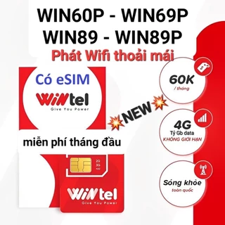 Sim WINTEL Win69P Win89 DATA KHÔNG GIỚI HẠN [Miễn phí tháng đầu], Sim Wintel 4G VINAPHONE, Sim iTel gọi free VINAPH