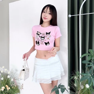 Áo Croptop Tay Ngắn PINKSTORE29 In Hình Good Lucky A51085