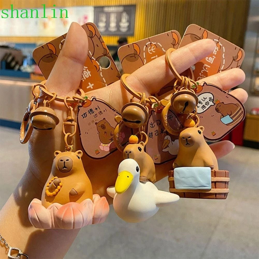 Móc khóa SHANLIN Lotus Capybara, Kawaii Kapibara Cưỡi SeagullCapybara Mặt dây chuyền, Chuông dễ thương đáng yêu Sáng tạo Bồn tắm Capibara Móc khóa Trang trí ba lô