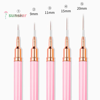 [Sunstar] Tấm lót móng tay DIY Vẽ Paing Đường hoa Sọc Bút 4mm-25mm Tay cầm kim loại Bàn chải nghệ thuật móng tay có nắp Bàn chải móng tay [Mới]