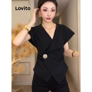 Lovito Áo sơ mi trơn có cúc thông thường cho nữ LNE61362