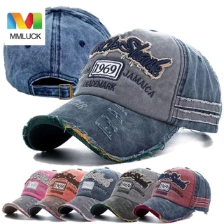 Mmluck Snapback Mũ, Giặt Denim 1969 Chữ Cái Mũ Bóng Chày, Dạo Phố Vintage Thường Ngày Bố Mũ Trucker Mũ Mùa Hè Thu