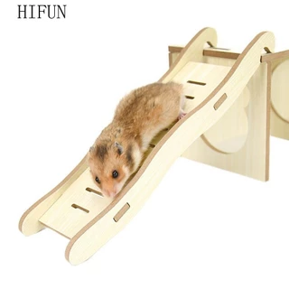 Thang Hamster Gỗ HIFUN, Thang Leo Hamster Gỗ Trang Trí, Động Vật Nhỏ Nhai Đồ Chơi Động Vật Lồng Thang Hình Sóng Hamster Treo Cầu Cho Lồng