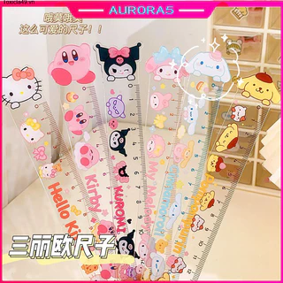 Thước acrylic trong suốt SANRIO 15cm họa tiết hoạt hình dễ thương, phù hợp cho học sinh