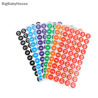 Bigbabyhouse 4 tờ 1-200 Nhãn dán số liên tiếp 2.54CM Nhãn tự dính tròn TH