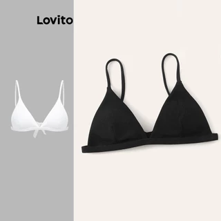 Áo bikini Lovito buộc dây sau lưng màu trơn phong cách sexy cho nữ LNL41021