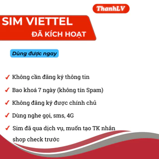 Sim Viettel dùng nghe gọi nhắn tin 4G giá rẻ đã kích hoạt