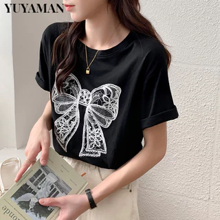 YUYAMAN áo phông áo thun nữ croptop baby tee Phong cách Popular INS xu hướng WTX2440LUM 15Z240412