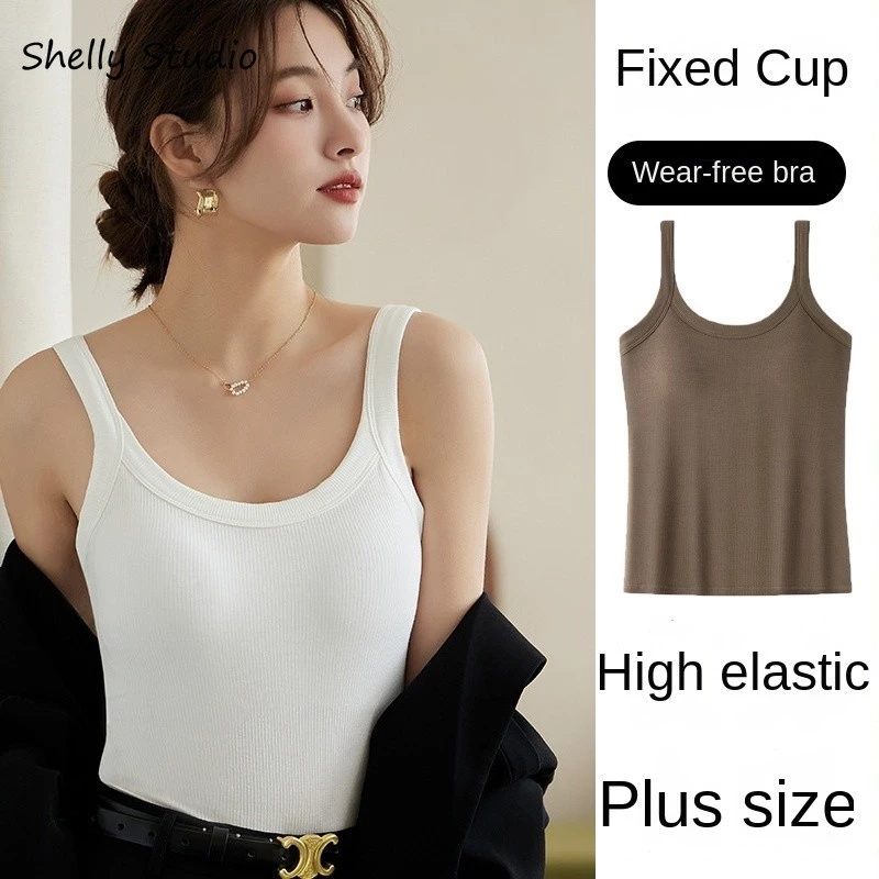 M-4xl Nhật Bản Áo Ngực Có Miếng Lót Ngực Camisoles Modal Xe Tăng Thiết Kế Cá Tính Áo Vest