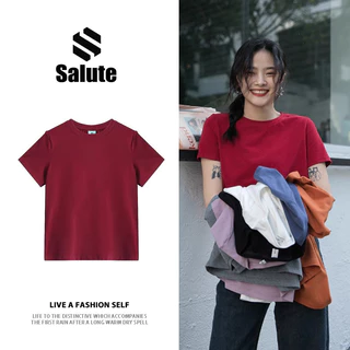 Áo phông nữ Đỏ mận Thon gọn mùa hè local brand SALUTE hàn quốc màu đặc áo thun unisex  fashion girl phố 100% cotton