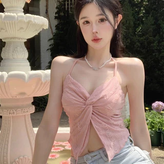 Áo Crop Top nữ cổ dây xoắn Thái Lan có khe hở không đều