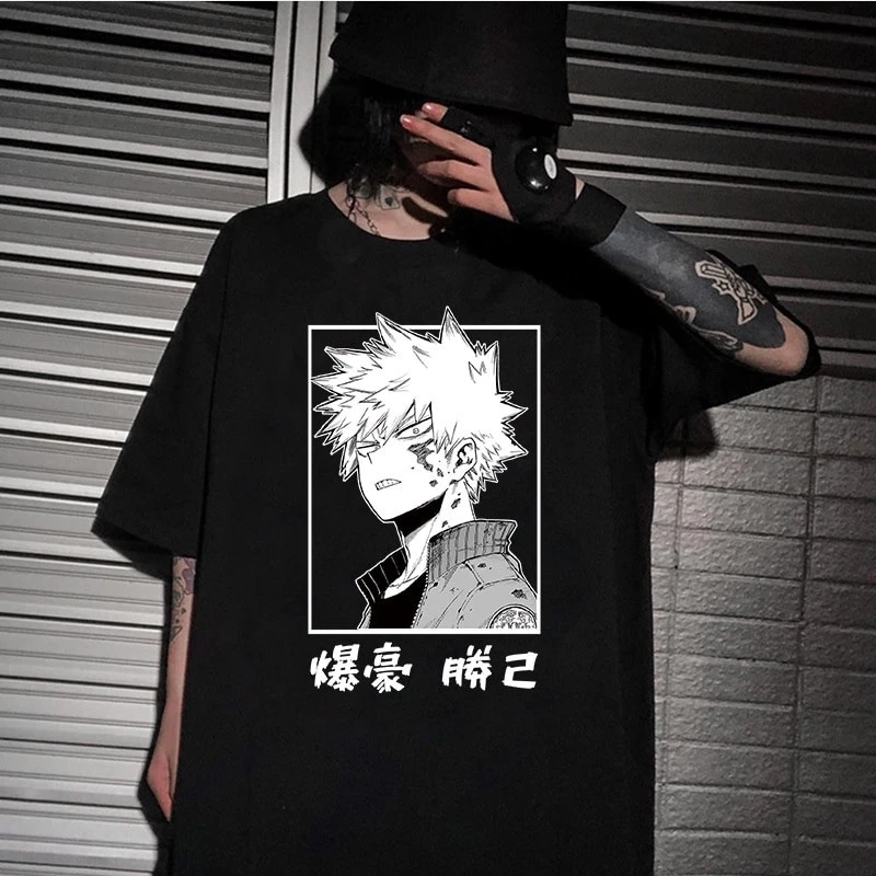 Áo Thun Nữ Tay Ngắn Cổ Tròn In Hình Anime My Hero Academia Bakugou Katsuki Dễ Thương