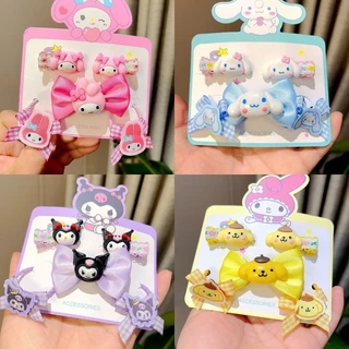 5 Chiếc Kawaii Hoạt Hình Sanrio Kuromi Kẹp Tóc Co Giãn Dây Buộc Tóc Dễ Thương Cinnamoroll Dây Cao Su Cho Bé Gái Dây Buộc Tóc Phụ Kiện Tóc