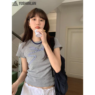 YUSHANLAN áo phông áo thun nữ croptop baby tee Korean Stylish Casual Trendy WTX2450M5B 20Z240515