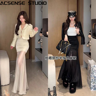 ACSENSE STUDIO Chân váy chân váy chữ  Fashion hàn quốc Popular Dễ thương WSQ24302YH 21Z240521