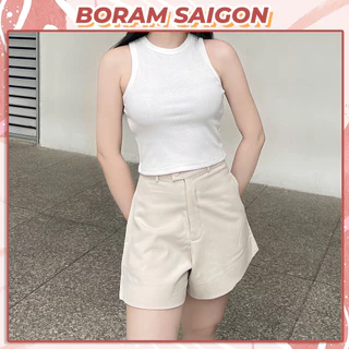 Quần shorts lưng cao quai nhê, quần đùi basic BORAM SG