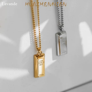 Huazhenmian [Lavande] Thiết kế phù hợp Cảm giác lúm đồng tiền Thanh vàng nhỏ Gạch vàng Cổ titan dài J01z02 Món quà của bé gái