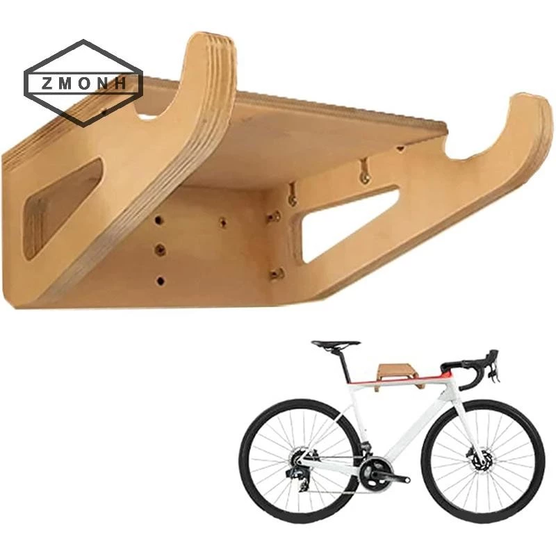ZMONH Giá treo xe đạp treo tường Móc lưu trữ bằng gỗ trong nhà có kệ có thể tháo rời Giá đỡ xe đạp Giá đỡ trưng bày Người sắp xếp Tiết kiệm không gian * mới