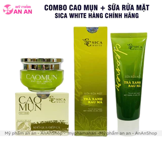 Combo Sicawhite Cao mụn khổ qua 15g + Sữa rửa mặt Trà xanh rau má Sica White 100ml, hàng chính hãng